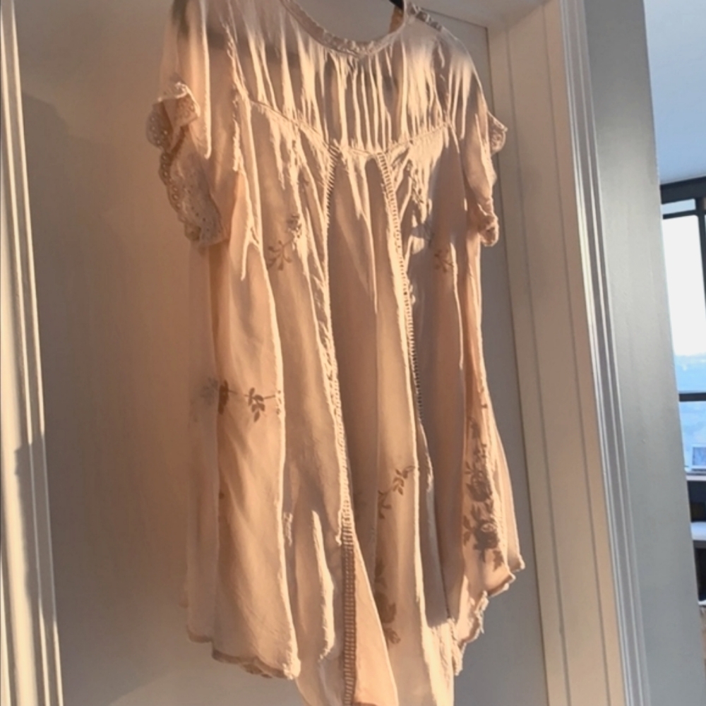 JOHNNY WAS Oversived Hi-Lo Romantic Feminine Boho Top Size XS RUNS LARGE - Picture 5 of 8